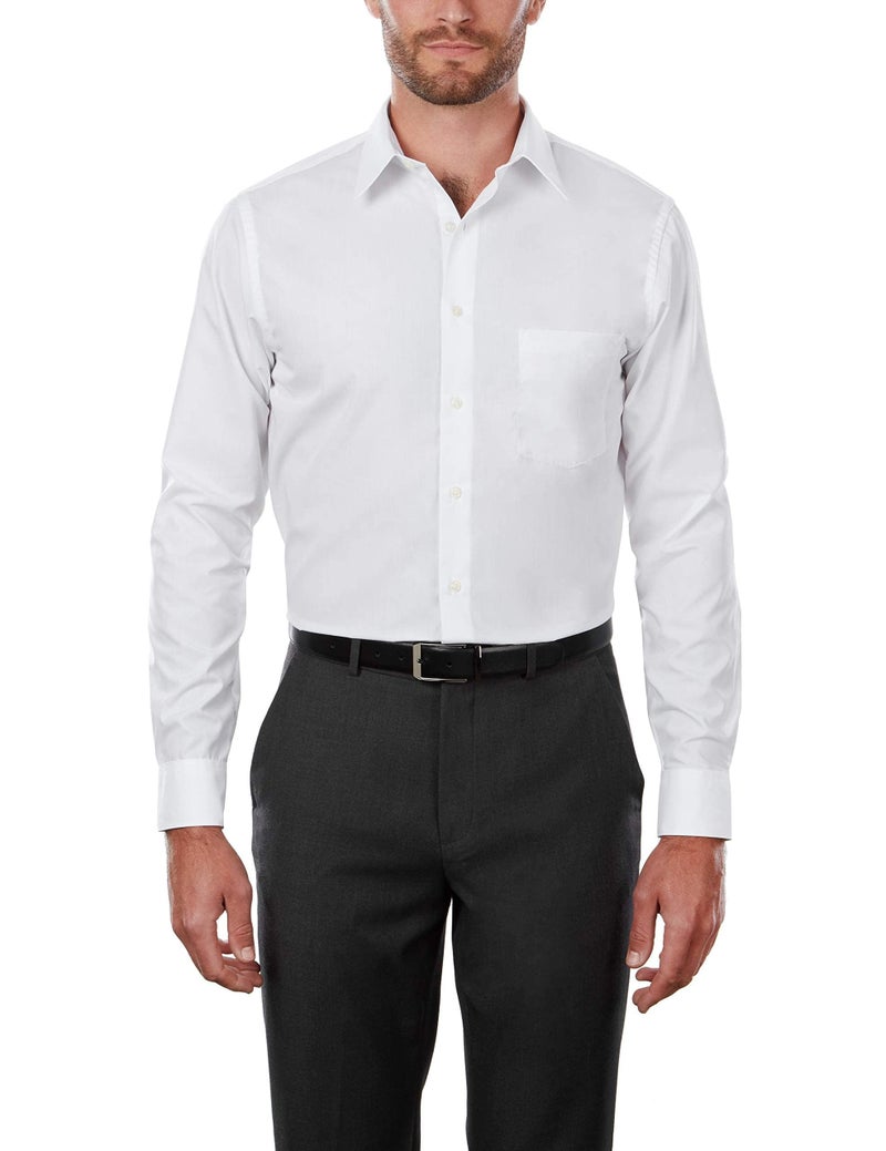 Van Heusen Men's Tall Fit Dress Shirts Poplin, White, 18" Neck 37"-38" Sleeve (XX-Large) - Image 1